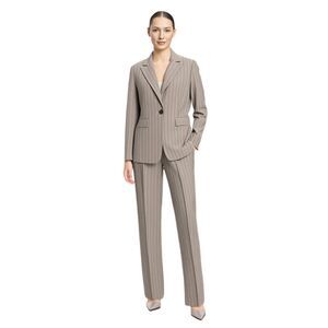 Tahari Arthur S. Levine Beige & Brown Pin Stripe Pant Suit Size 6